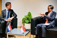 Presiden Joko Widodo melakukan pertemuan bilateral dengan Perdana Menteri Belanda Mark Rutte, di sela penyelenggaraan KTT Peringatan 45 Tahun ASEAN-Uni Eropa di Gedung Europa, Brussels, Rabu, 14 Desember 2022. ( Foto: BPMI Setpres).