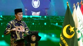 Presiden Joko Widodo menyampaikan sambutannya pada peresmian Pembukaan Rapat Koordinasi Nasional (Rakornas) dan Musyawarah Dewan Partai (MDP) Partai Bulan Bintang Tahun 2023 di eL-Royal Hotel, Kelapa Gading, Jakarta, Rabu, 11 Januari 2023.