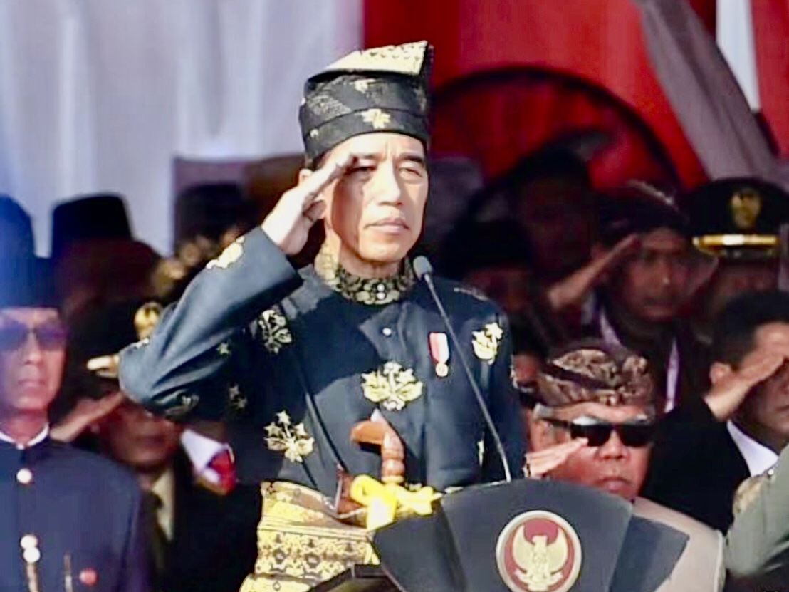 Presiden Joko Widodo menyampaikan amanatnya saat memimpin Upacara Peringatan Hari Lahir Pancasila yang digelar di Sisi Selatan Monumen Nasional (Monas), Jakarta, pada Kamis, 1 Juni 2023. Foto: BPMI Setpres/Kris