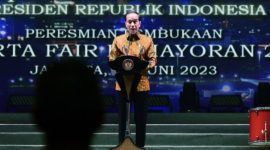 Presiden Joko Widodo secara resmi membuka pameran Pekan Raya Jakarta (PRJ) atau Jakarta Fair 2023 di Jakarta International Expo (JIExpo) Kemayoran, Jakarta. (Foto: Setpres/Lukas)