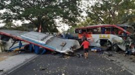 Usai kecelakaan dua bus yang memakan 3 korban mati dan 16 luka-luka (Dok. Polres Ngawi)