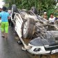 Pengemudi mobil Mitsubishi Pajero Sport bernomor polisi L 1320 NM meninggal dunia setelah mengalami kecelakaan tunggal di Jalan Raya Panglegur, Kecamatan Tlanakan, Kabupaten Pamekasan, Rabu (3/5/2023). Foto/ist