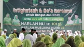 Kegiatan doa bersama yang dihadiri oleh ratusan anggota dari PAC, PAR, dan PR, serta jajaran masyaikh PCNU Pamekasan. 
