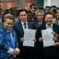 Tim Pembela Prabowo-Gibran menyampaikan permohonan sebagai Pihak Terkait pada Senin (25/3/2024) di Gedung 1 MK, Jakarta. foto: instagram Yusril
