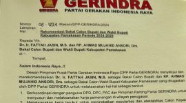 Surat Rekomendasi Bakal Calon Bupati dan Wakil Bupati Kabupaten Pamekasan Periode 2024-2029 dari partai Gerindra.