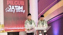 Paslon BERBAKTI, Ra Baqir-Taufadi di acara debat publik pertama.