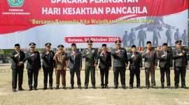 Foto bersama di upacara hari kesaktian pancasila di lapangan Nagara Bhakti Mandhapa Aghung Ronggosukowati, Selasa (1/10/2024).