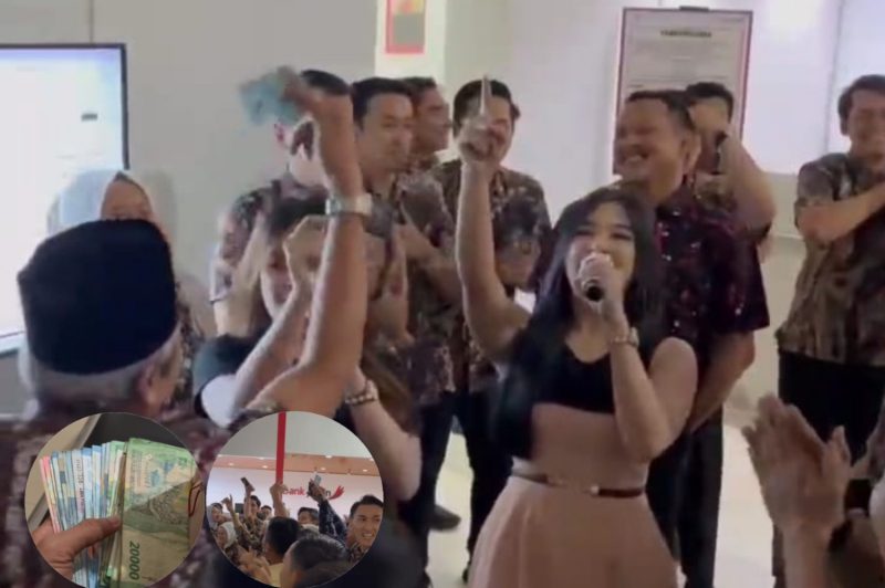 Hasil tangkap layar video pesta di ruangan bank Jatim Pamekasan.